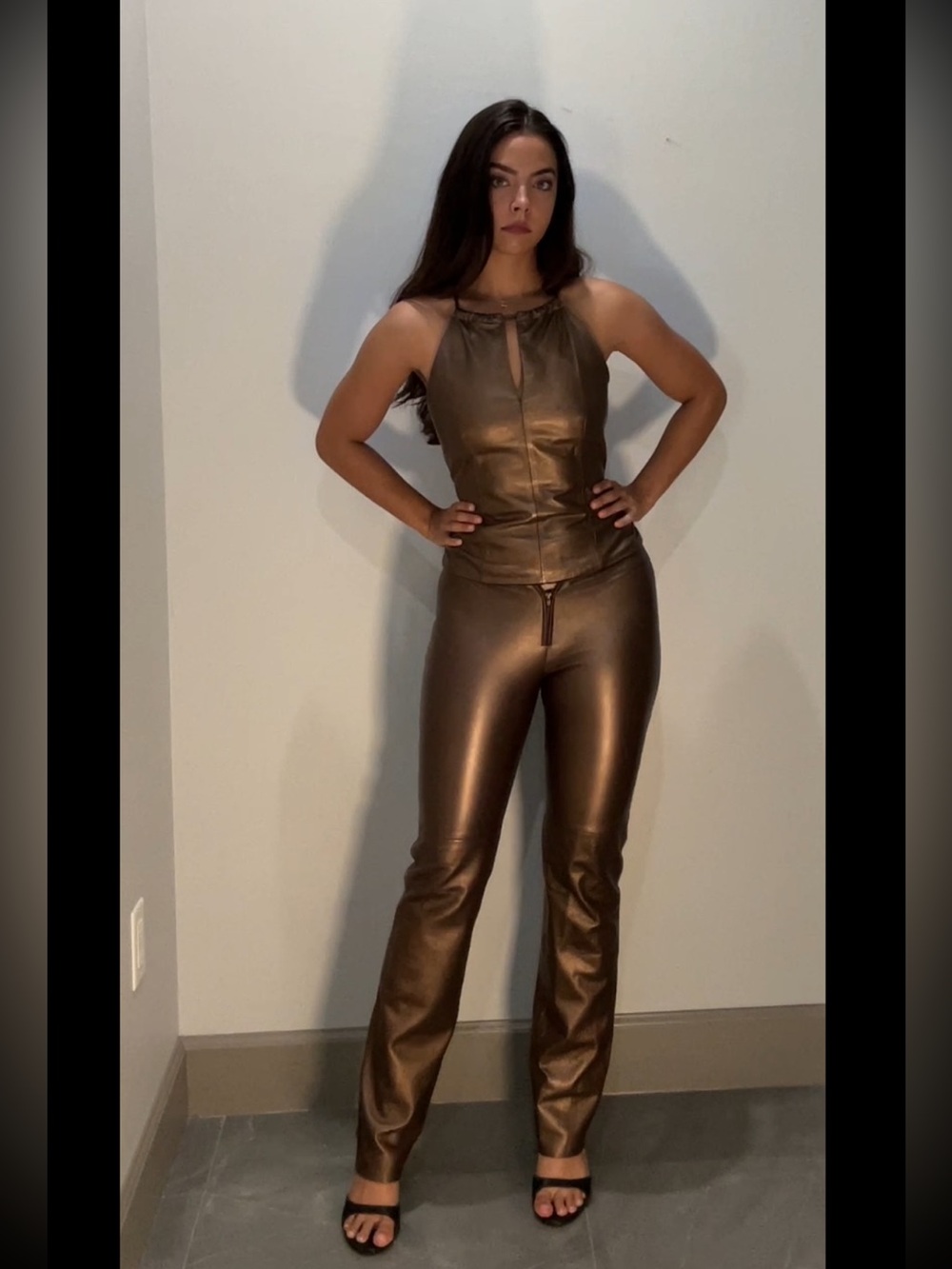 90s BCBG Copper Leather Matching Set